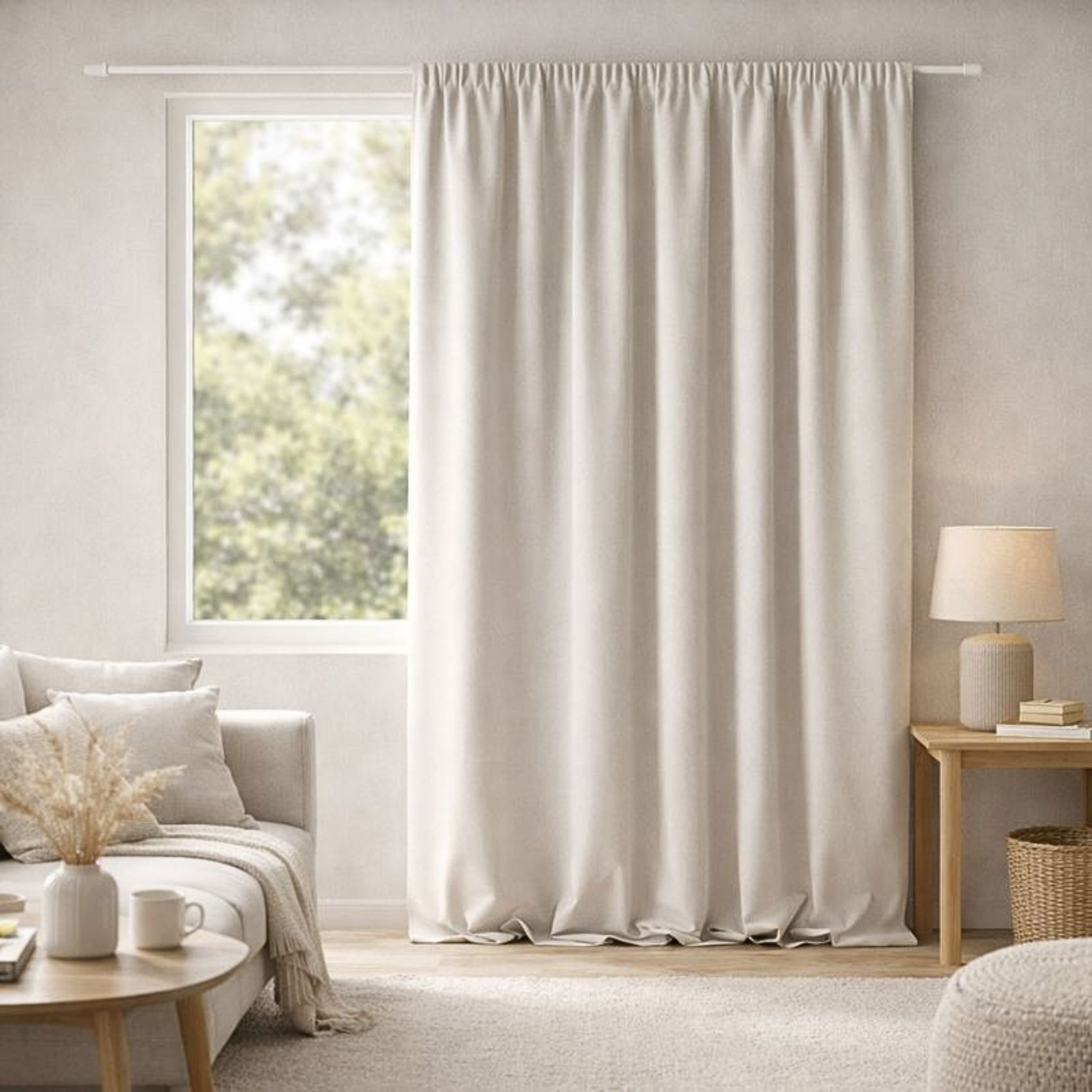 Rideau 100% occultant double face galon fronceur - Ivoire