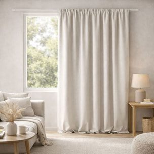 Rideau 100% occultant double face galon fronceur - Ivoire