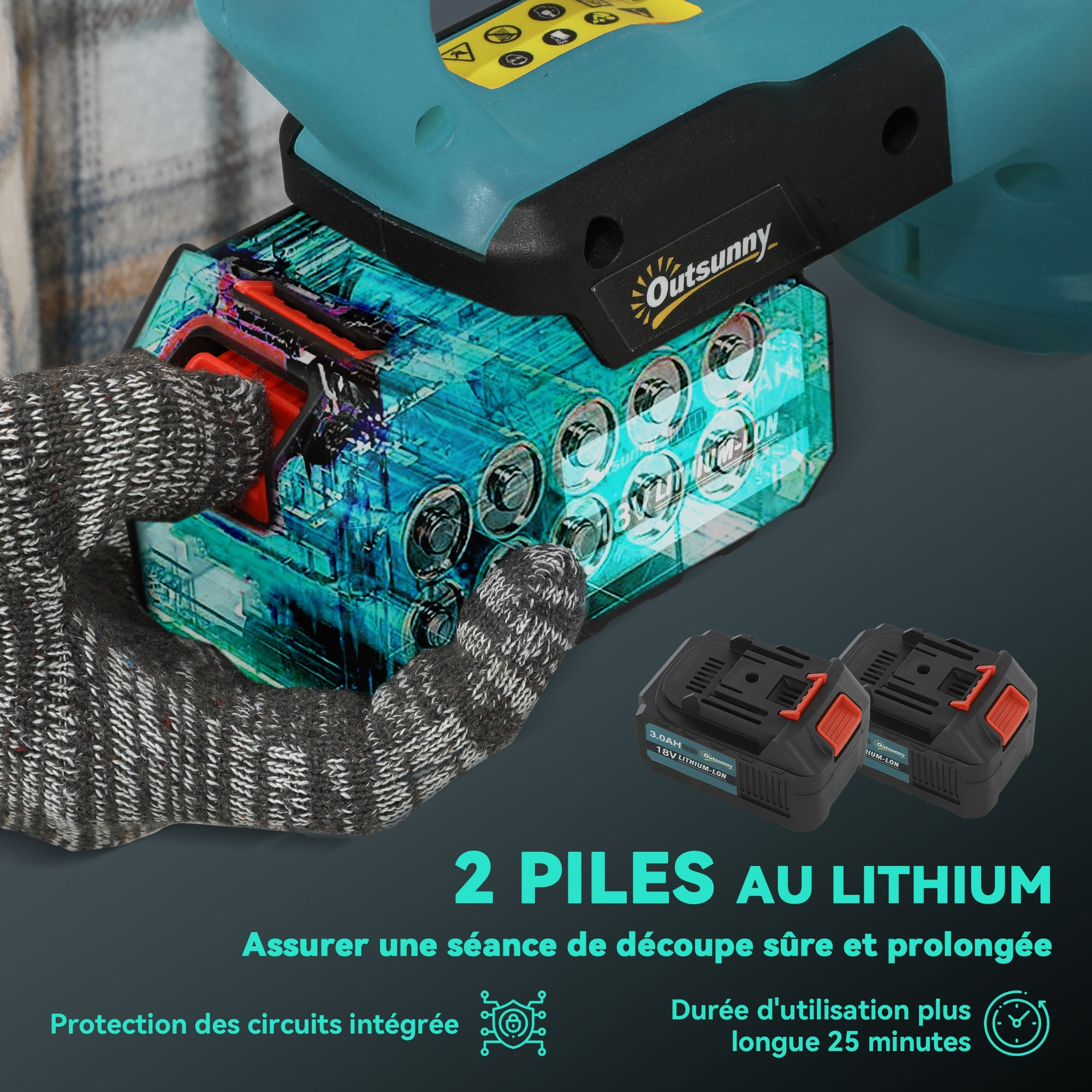 Taille-haies sans fil 18V 2 batteries 3 Ah fournies lame asymétrique double action 51 cm - kit complet bleu