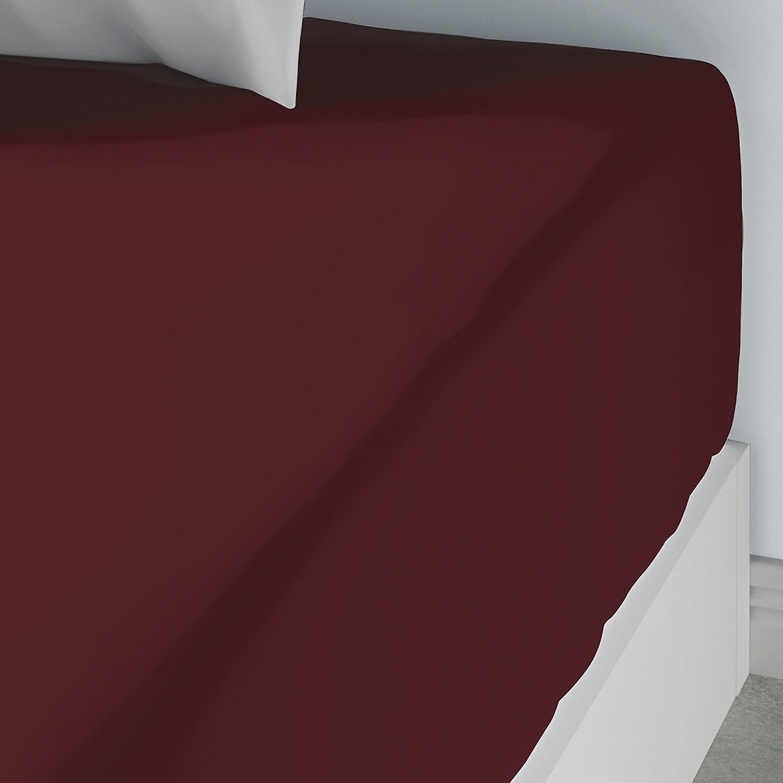 Drap Housse Coton 57fils Uni - Bonnet 35cm Grenat