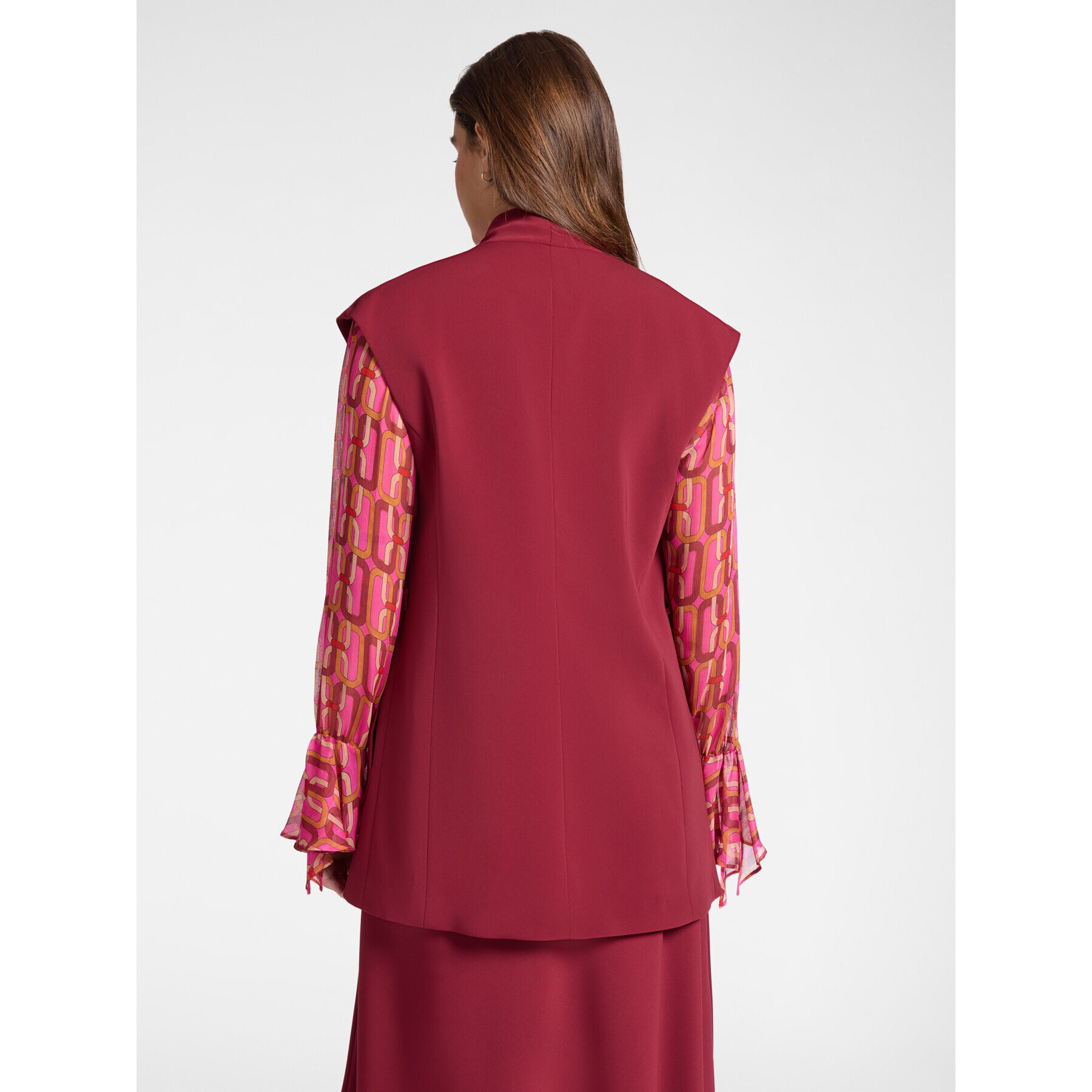 Elena Mirò - Blazer sin mangas en cady elástico - Burgundy