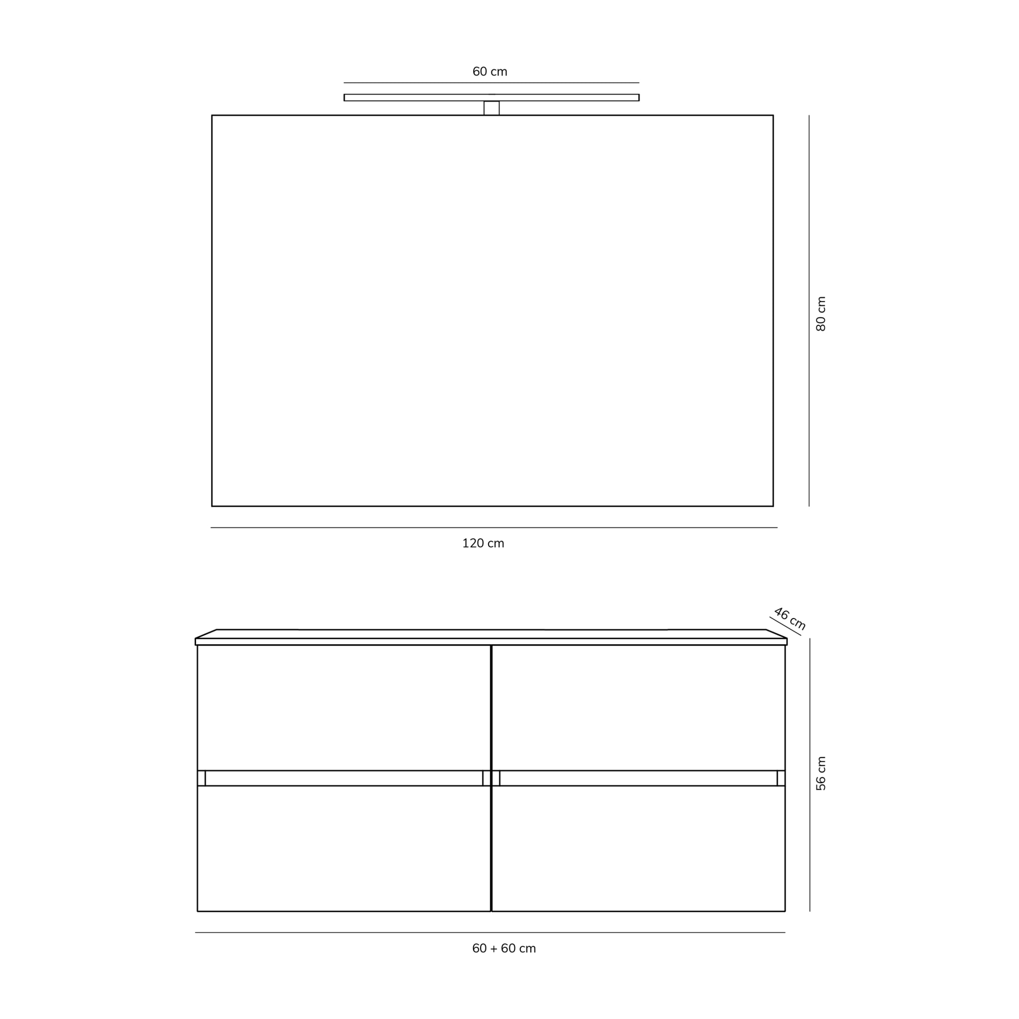 Ensemble de salle de bain Double Mat Alday, 120cm, Noir Mat