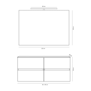 Ensemble de salle de bain Double Mat Alday, 120cm, Noir Mat