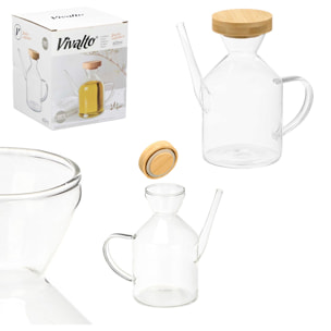 Aceitera con tapón de bambú 600ml