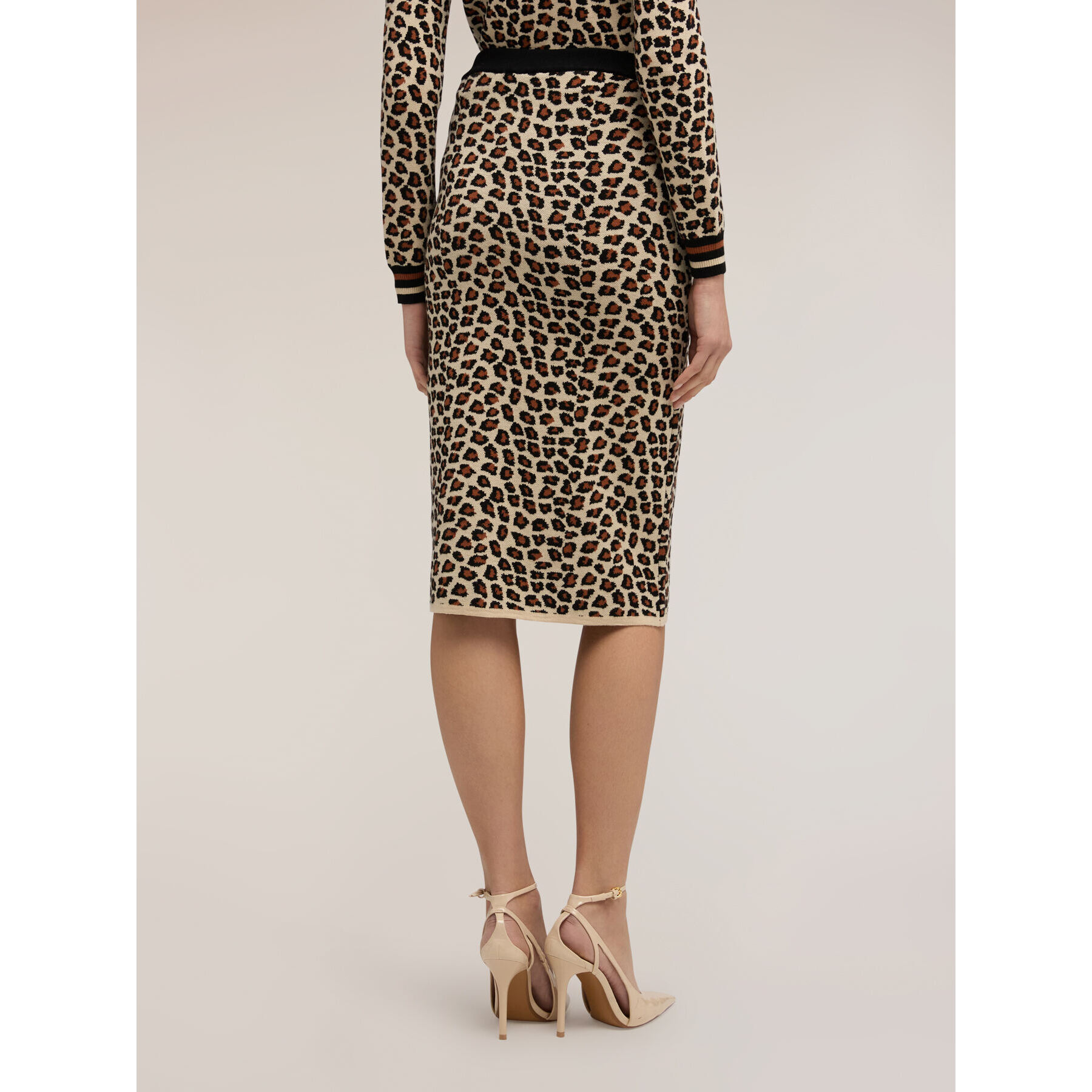 Motivi - Gonna tubino in maglia fantasia animalier - Beige