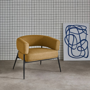 Fauteuil tissu dossier incurvé piétement métal CRISTO