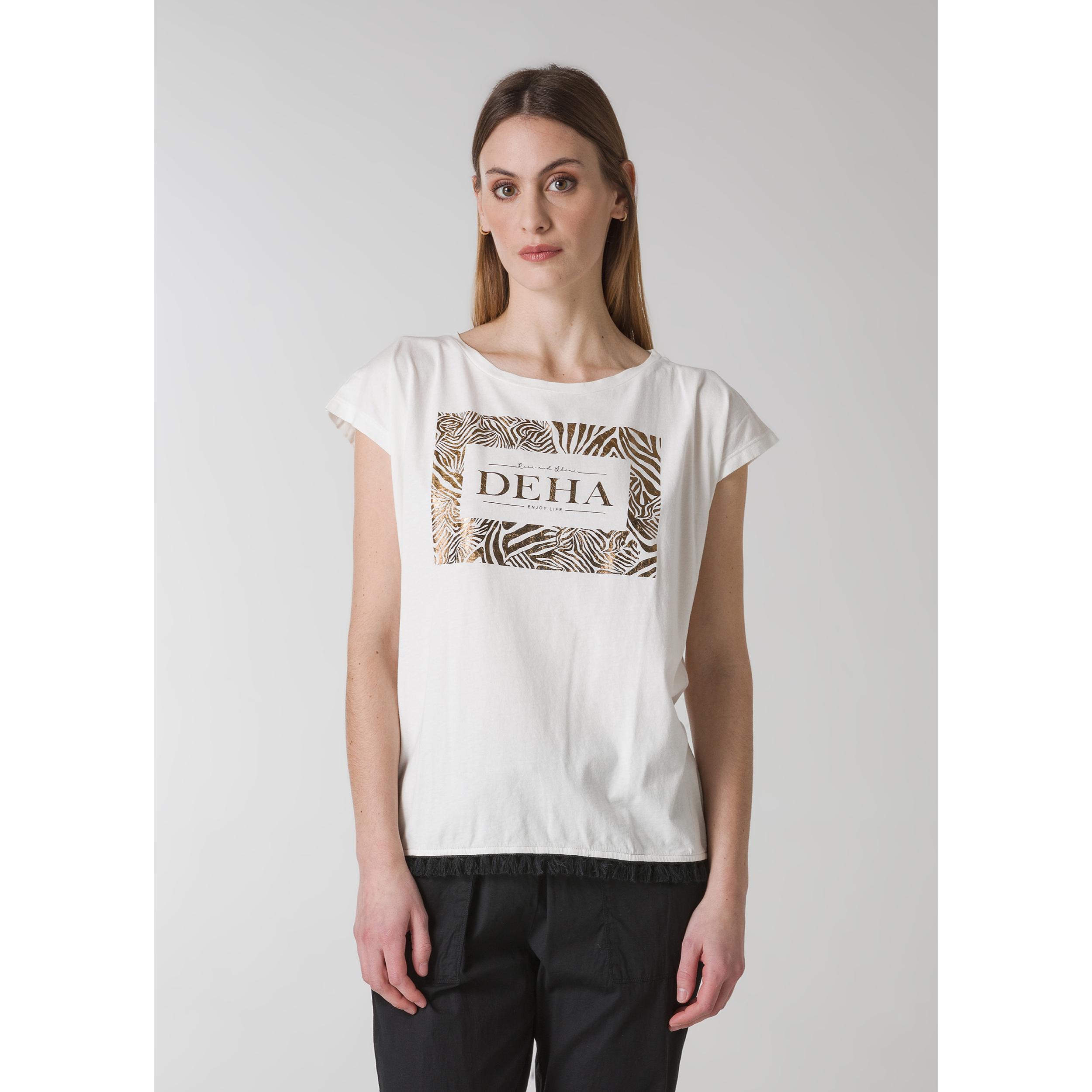 DEHA - T-shirt T-SHIRT WITH FRINGES in cotone per donna