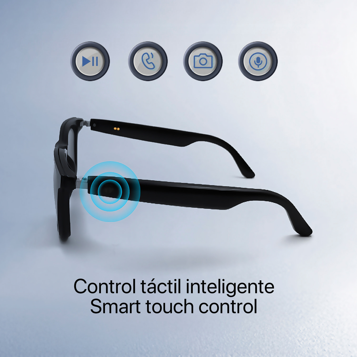 Occhiali intelligenti GS05, chiamata bluetooth, assistente vocale, controllo remoto della fotocamera, occhiali da sole magnetici.