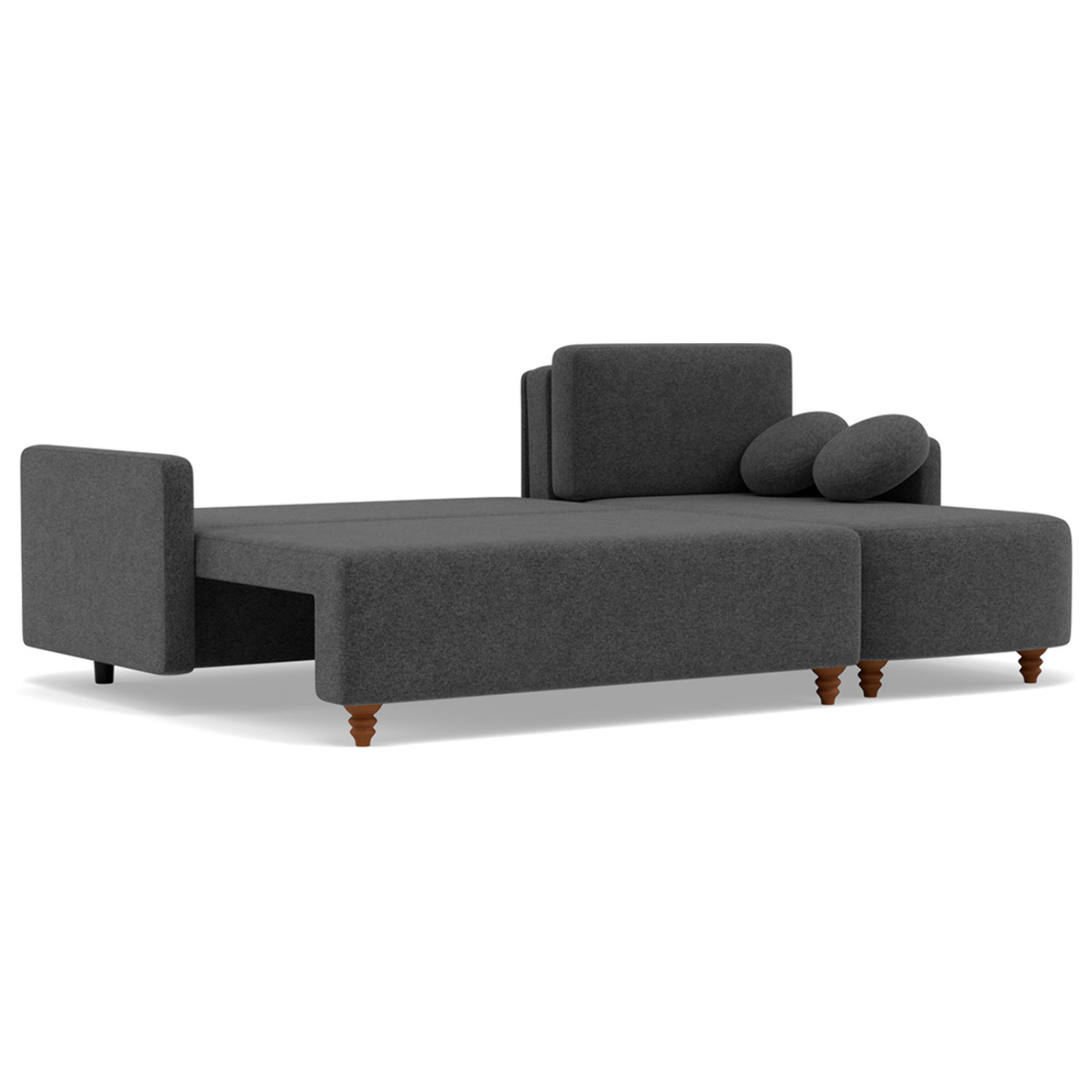 Calypso - canapé d'angle réversible 4 places convertible avec coffre en tissu - Gris Anthracite
