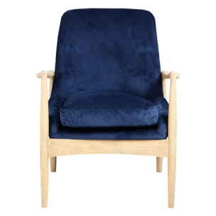 Fauteuil velours bleu foncé