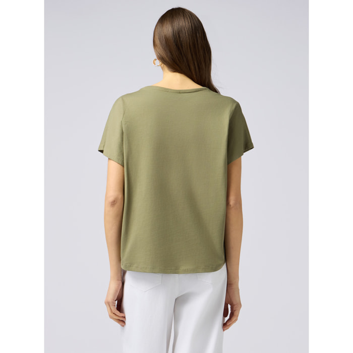 Oltre - Camiseta de algodón con aplicaciones - Verde