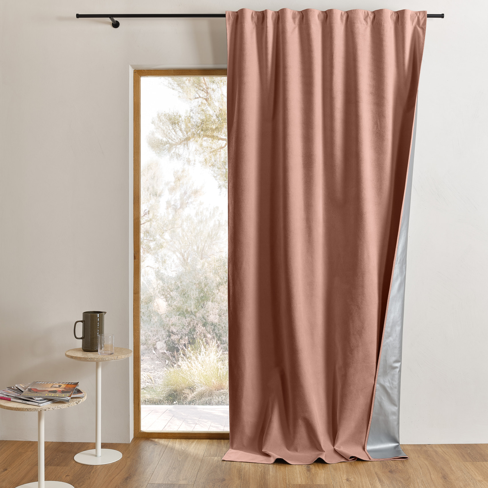 Rideau thermique accroche 3 en 1 occultant et réflecteur de chaleur - Rose