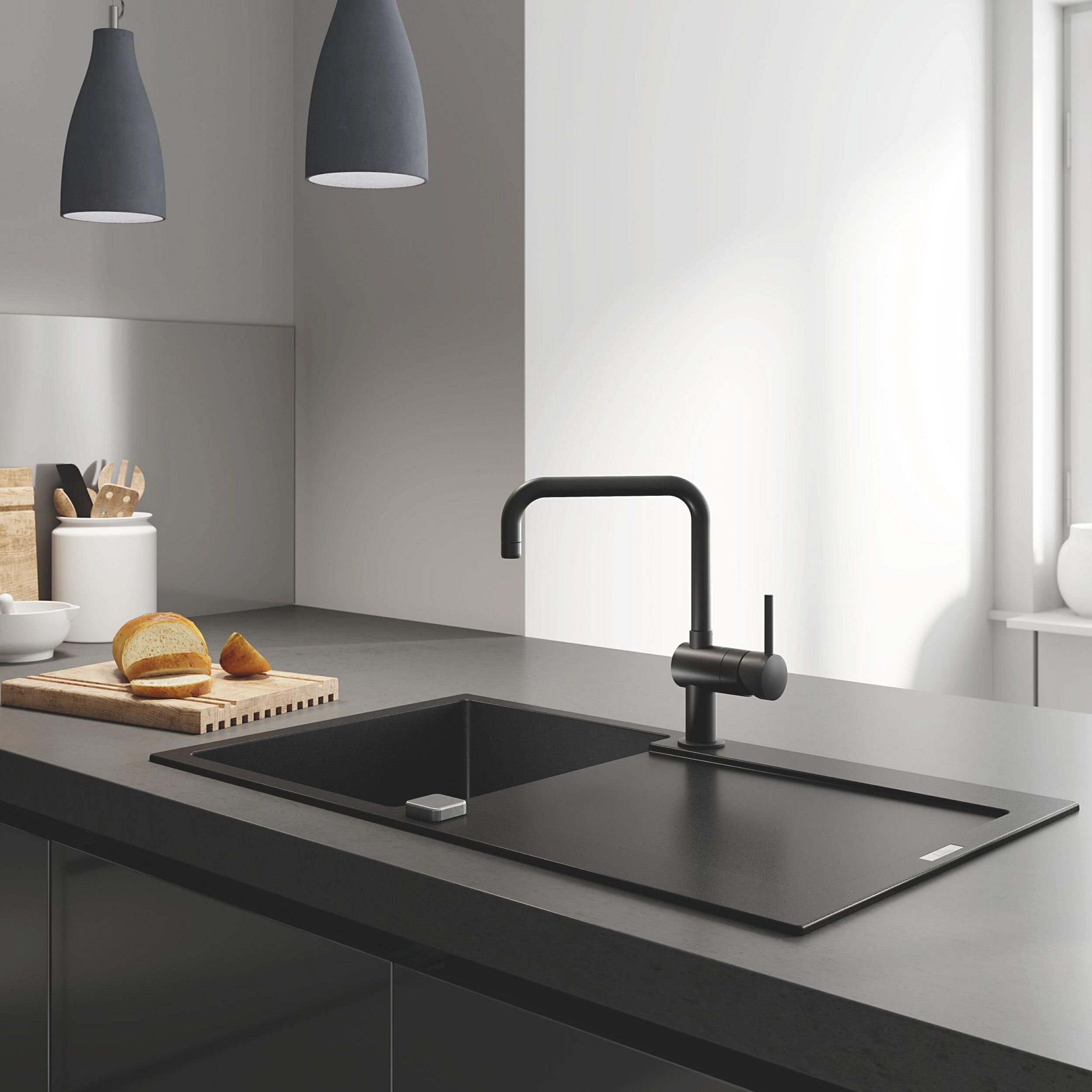 GROHE Mitigeur évier cuisine Minta bec U Phantom Black