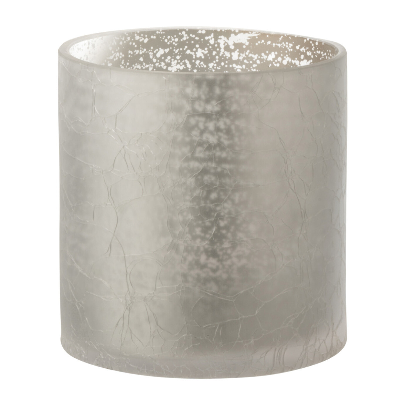 J-Line photophore Cylindrique Craquele - verre - gris - medium