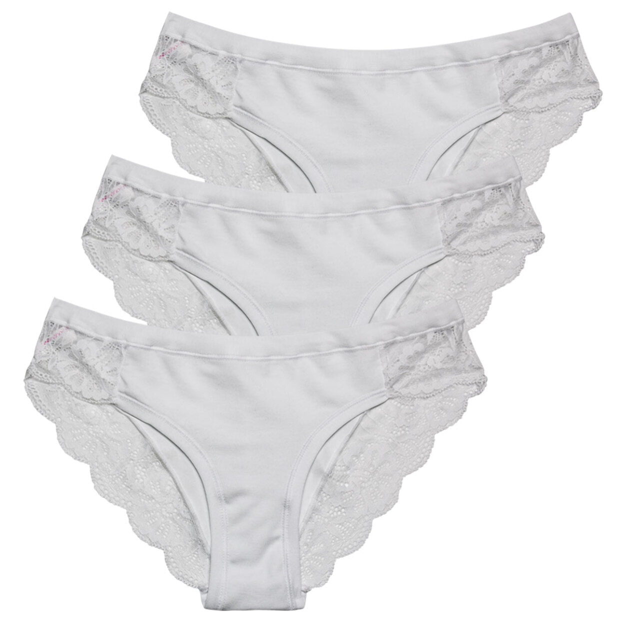 3 Slip da Donna Fianco Medio Nottingham in Cotone Modal, Art. SM6100, Bianco