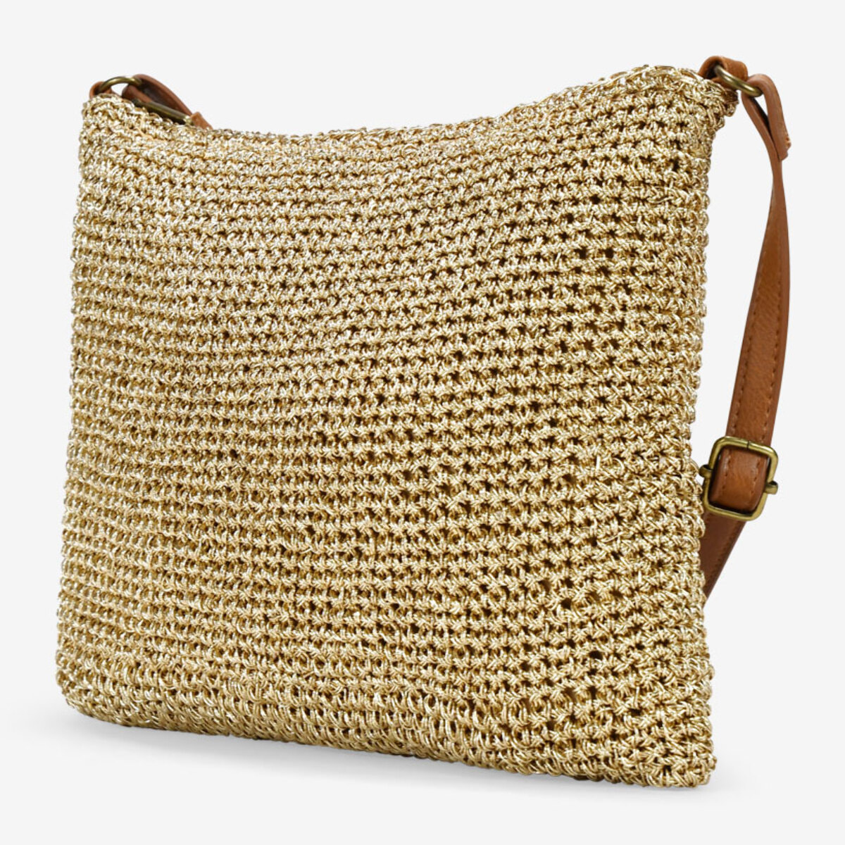 Bolso bandolera en rafia oro