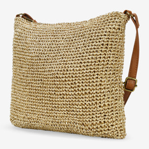 Bolso bandolera en rafia oro
