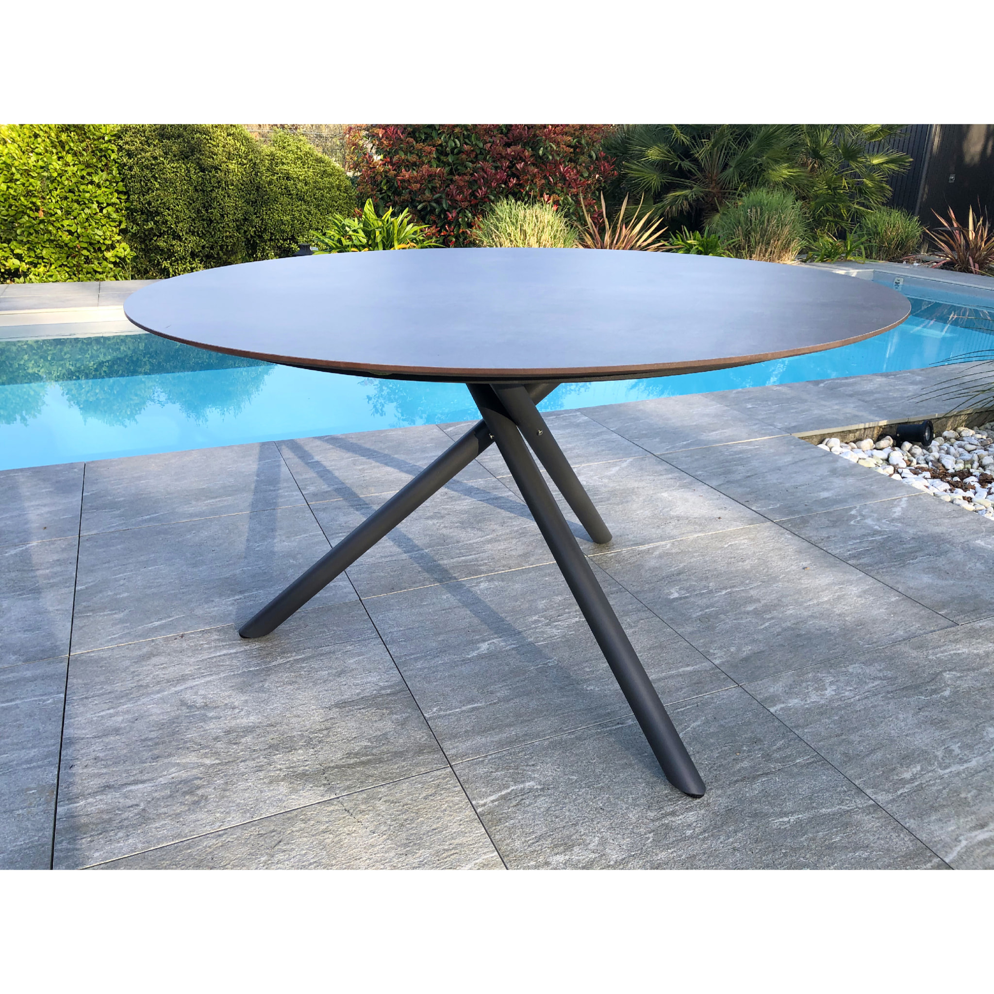 PILAT - Ensemble repas de jardin 6 places en aluminium gris anthracite