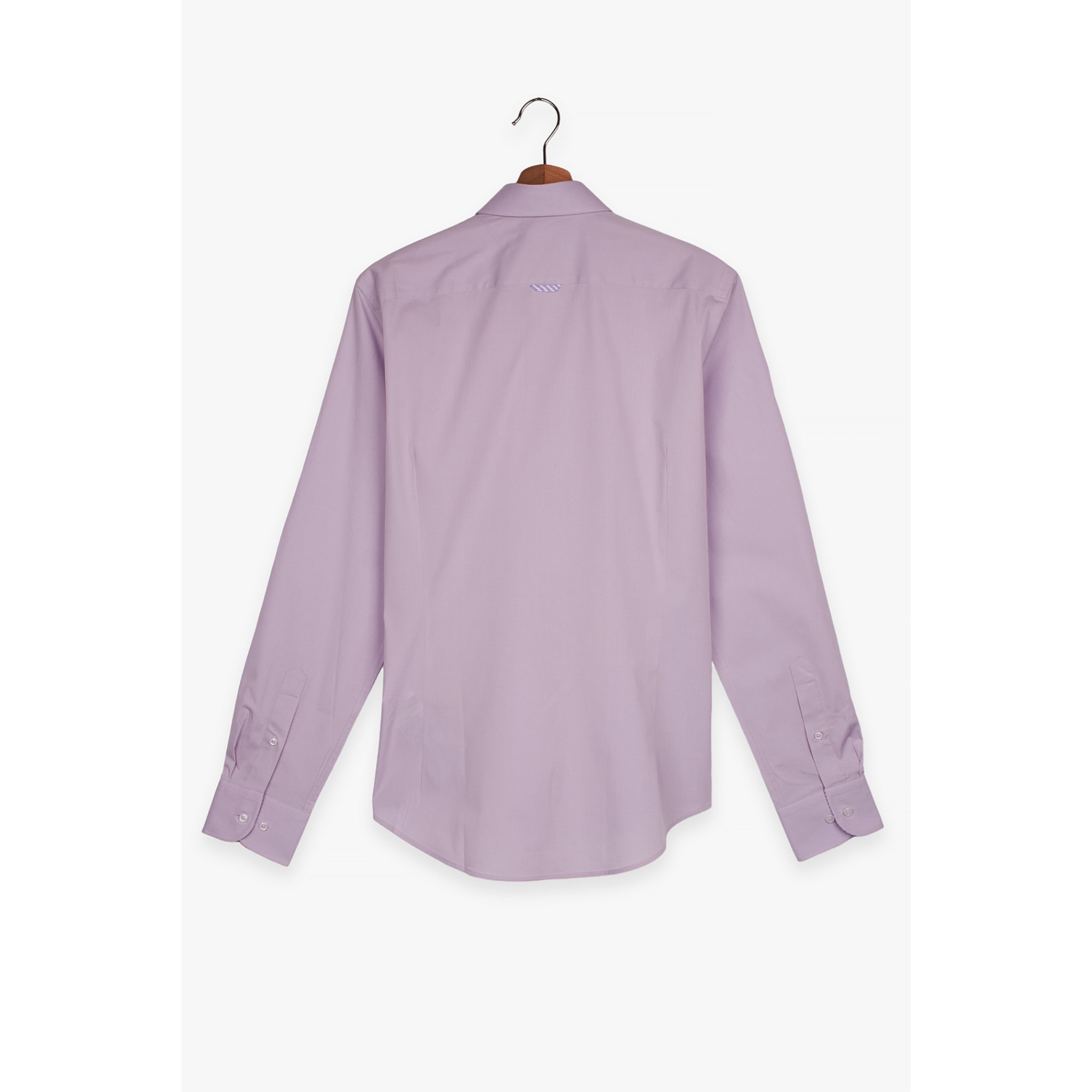 camicia uomo 1 bottone button down slim Popeline Stretch Unito Lilla