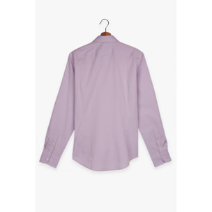 camicia uomo 1 bottone button down slim Popeline Stretch Unito Lilla