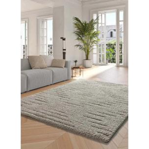 ATESA Alfombra shaggy suave estilo escandinavo crema, varias medidas disponibles