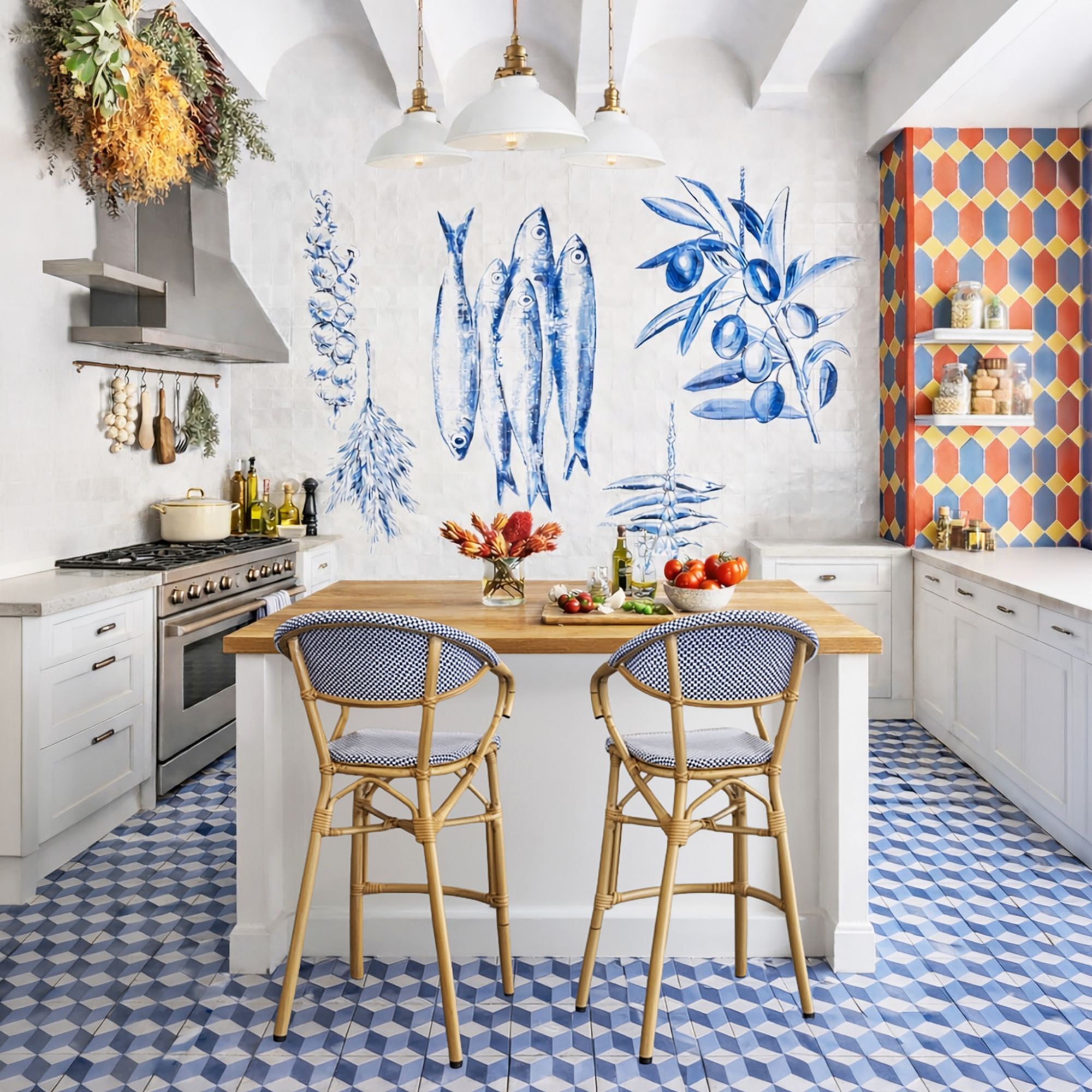 Lot de 2 fauteuils de bar en textilène bleu AMALFI