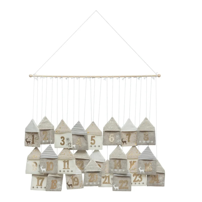 Suspension murale calendrier de l'avent beige l90cm