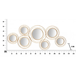 Decorazione da parete, Ferro e Specchio, Colore Oro, Misure: 125 x 4 x 54 cm