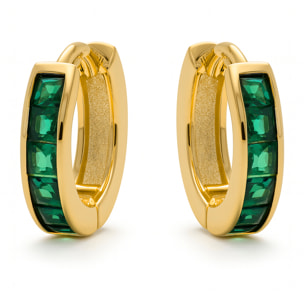 Pendientes de 9mm de diámetro con Circonita Esmeralda acabado oro amarillo de 18K