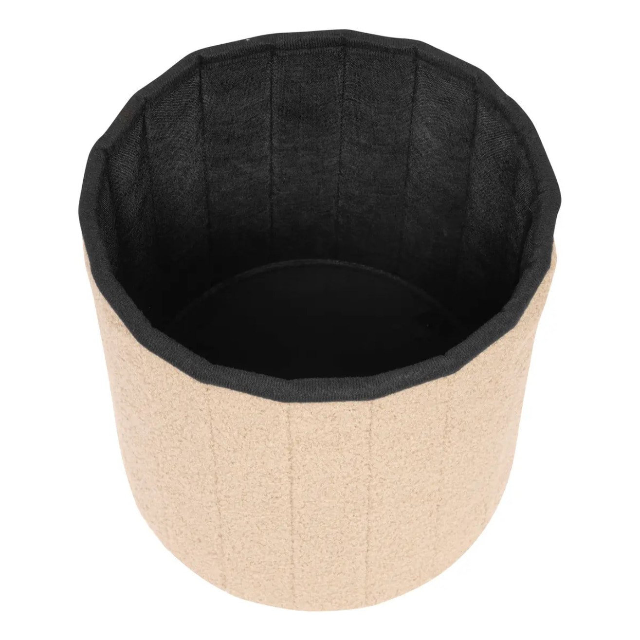 Pouf Pliable Coffre Jaiko en Bouclette Beige 32x38cm