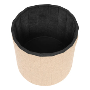 Pouf Pliable Coffre Jaiko en Bouclette Beige 32x38cm
