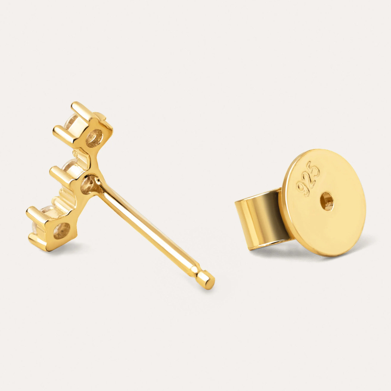 Pendiente Suelto Triple Spark Plata Baño Oro