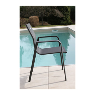 Ensemble table et chaises de jardin  - Gris Anthracite - GUETHARY PSPC ardoise