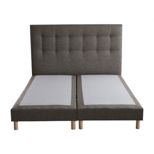 Ensemble sommier tapissier, SYMBIOSE, tête de lit capitonnée camel