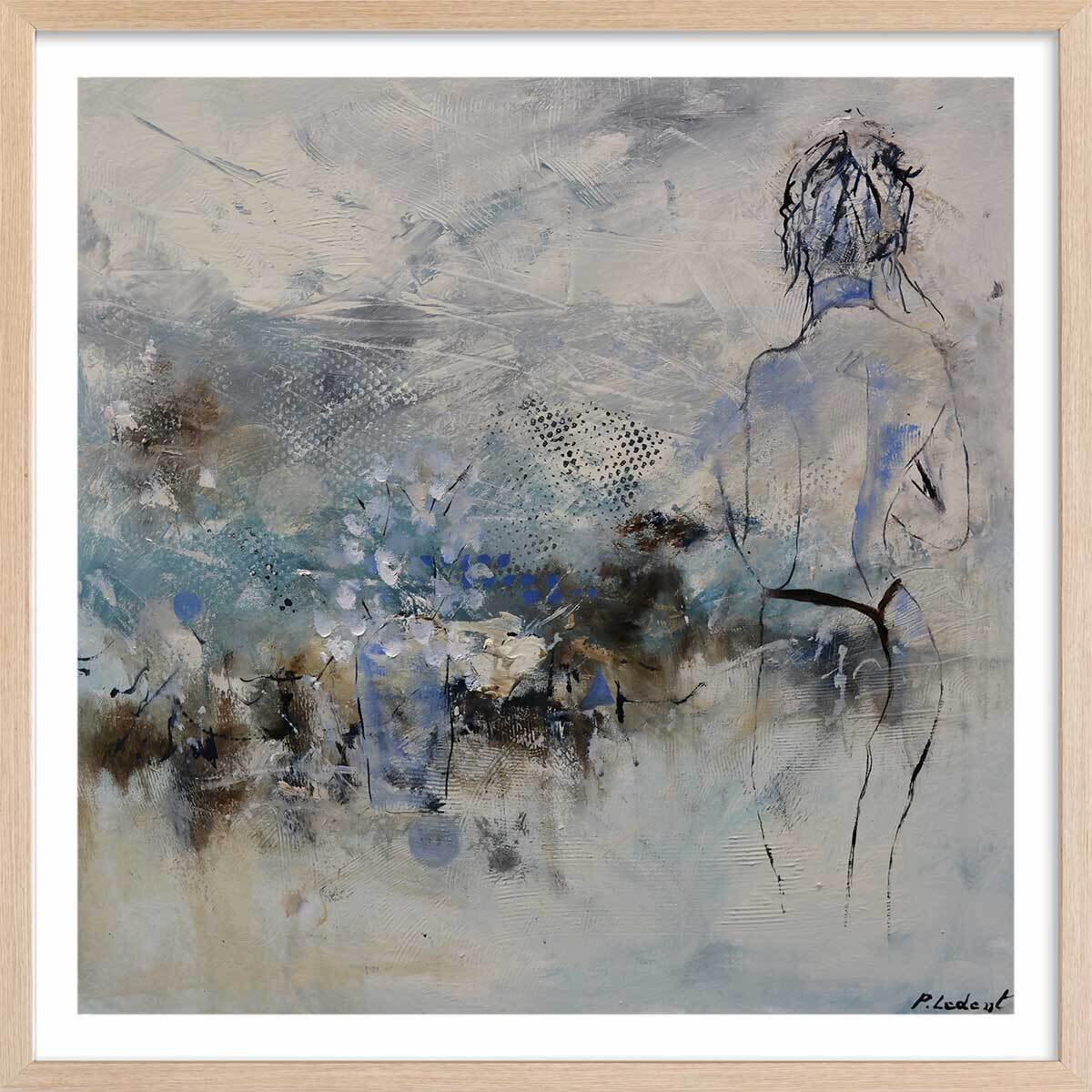 Affiche deco nue de dos Affiche + cadre en bois - Chêne