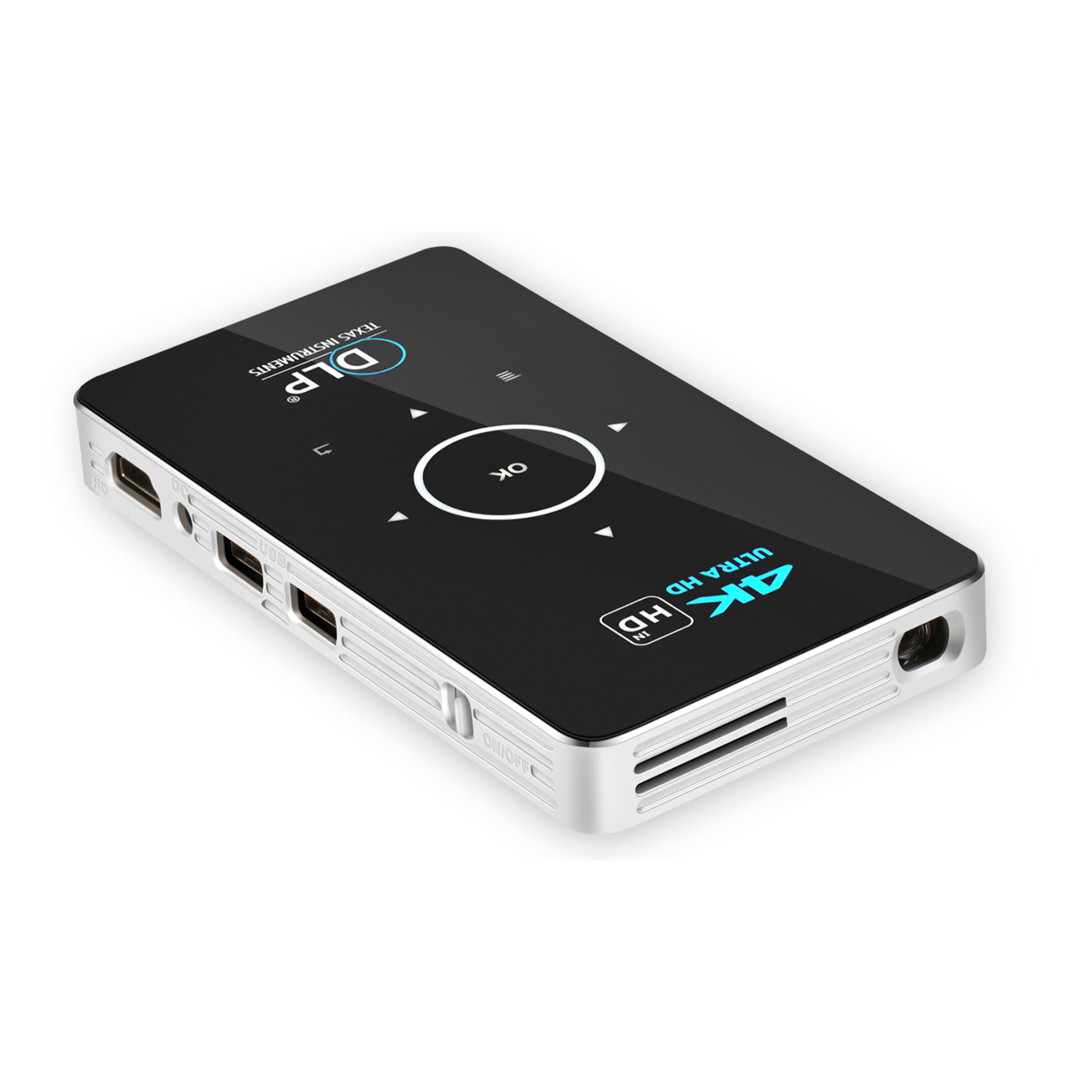 Mini videoproiettore portatile LED C6, DLP. Batteria ricaricabile, da 30 a 120 pollici. Clonazione schermo. 854x480px. Memoria da 16 GB.