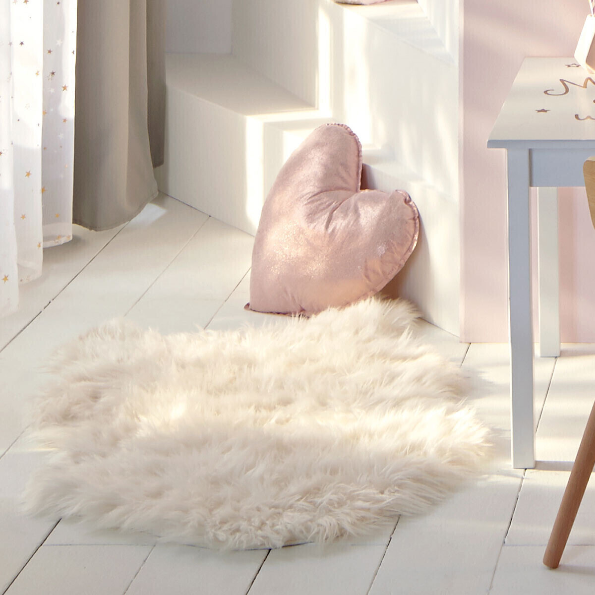 Tapis enfant fausse fourrure blanc 60x90cm