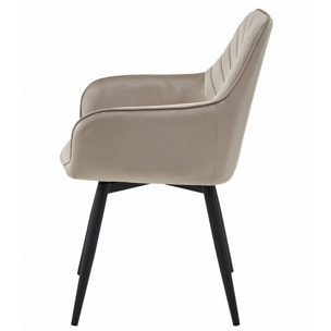 Sedia girevole Nana360 in velluto beige scuro
