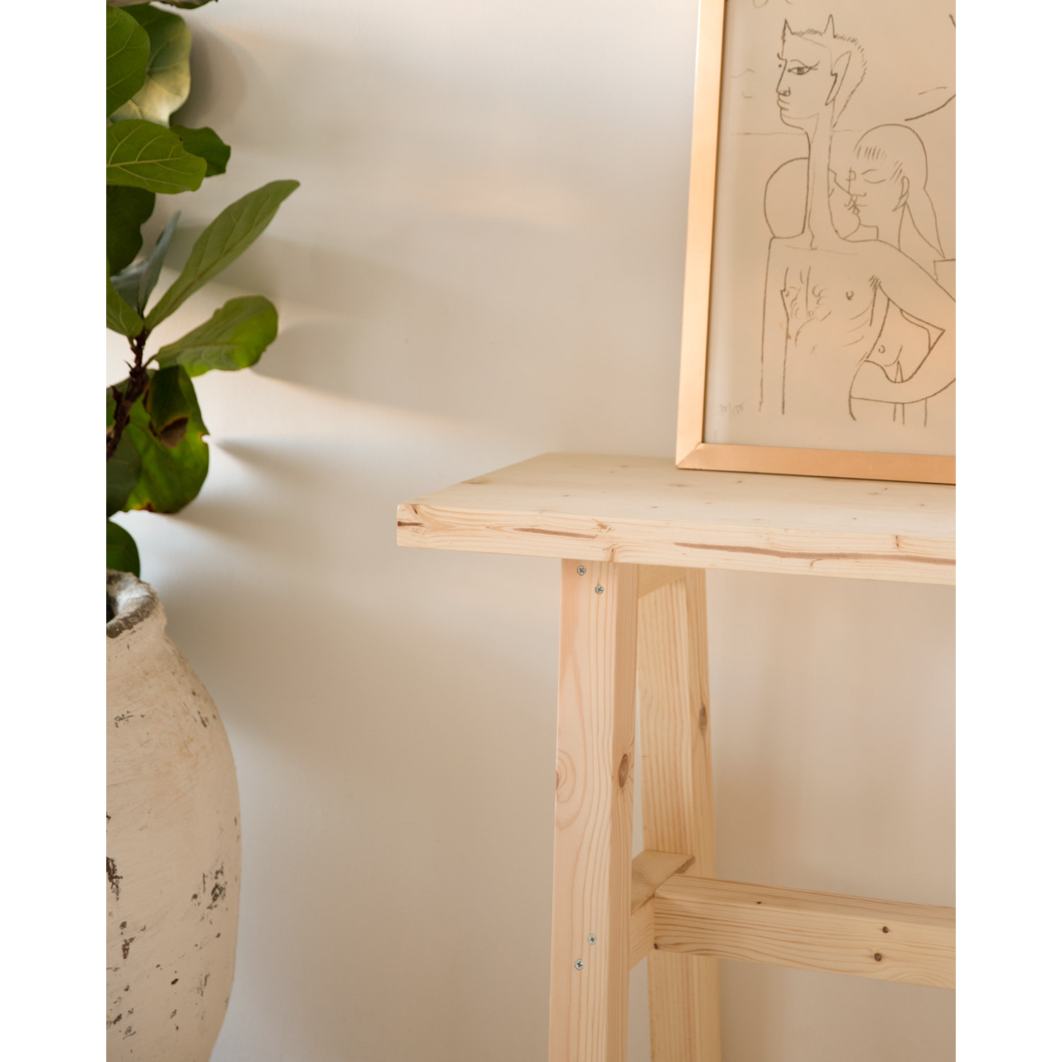 Console en bois massif couleur naturel de 100x80cm Hauteur: 80 Longueur: 100 Largeur: 35
