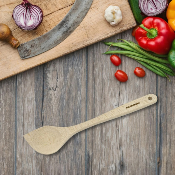 Ensemble de 2 Cuillères de cuisine biseautée en bois FSC Fackelmann
