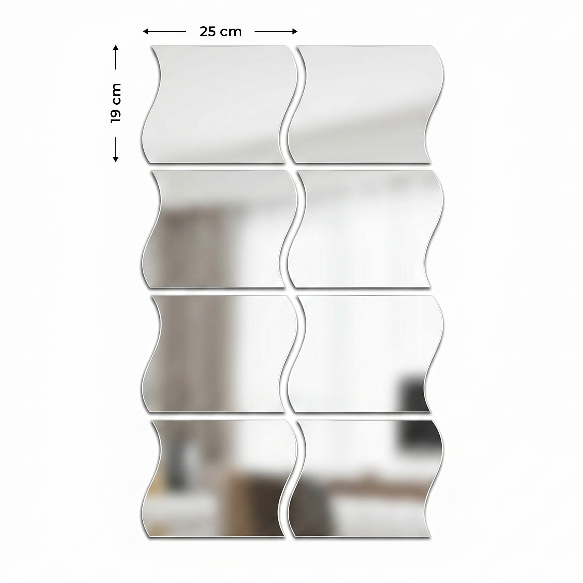 8 stickers miroirs vagues