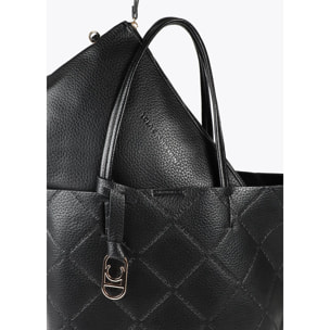 Shopper effetto pelle monogramma con logo ovale pendente