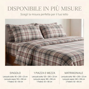 Set Lenzuola Singolo in Flanella, Tessuto in Cotone anti Pilling, Lenzuolo Sotto con Angoli + Lenzuolo Sopra + 1 Federa, Morbido, Confortevole