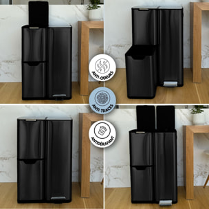 Poubelle de tri inox HAJA 60L 3bacs