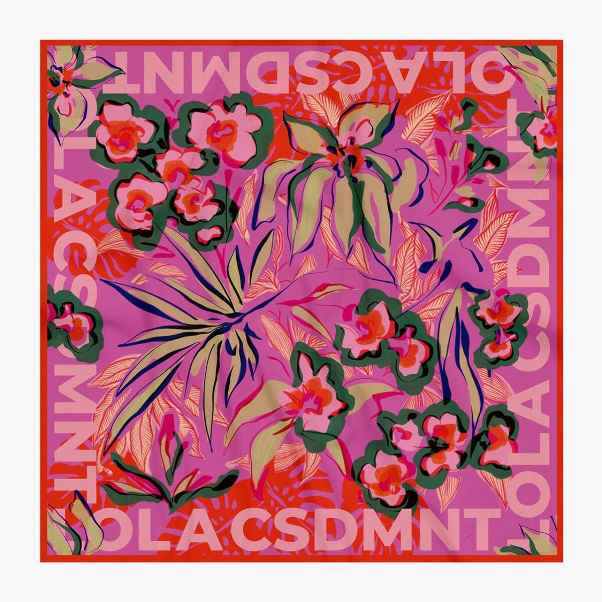 Foulard satinato fiori tropicali