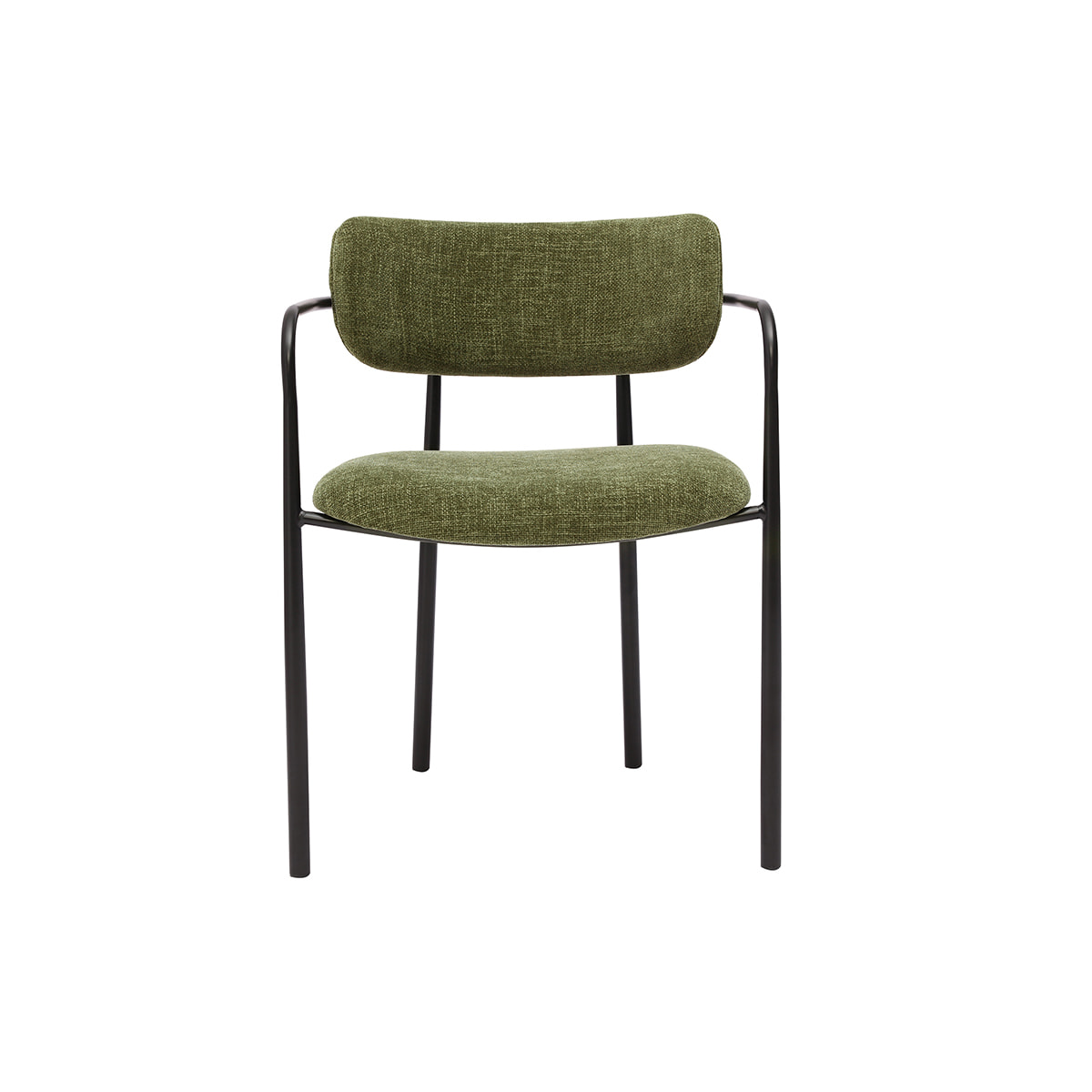 Chaises en tissu effet velours texturé vert kaki et métal noir (lot de 2) SWIFT