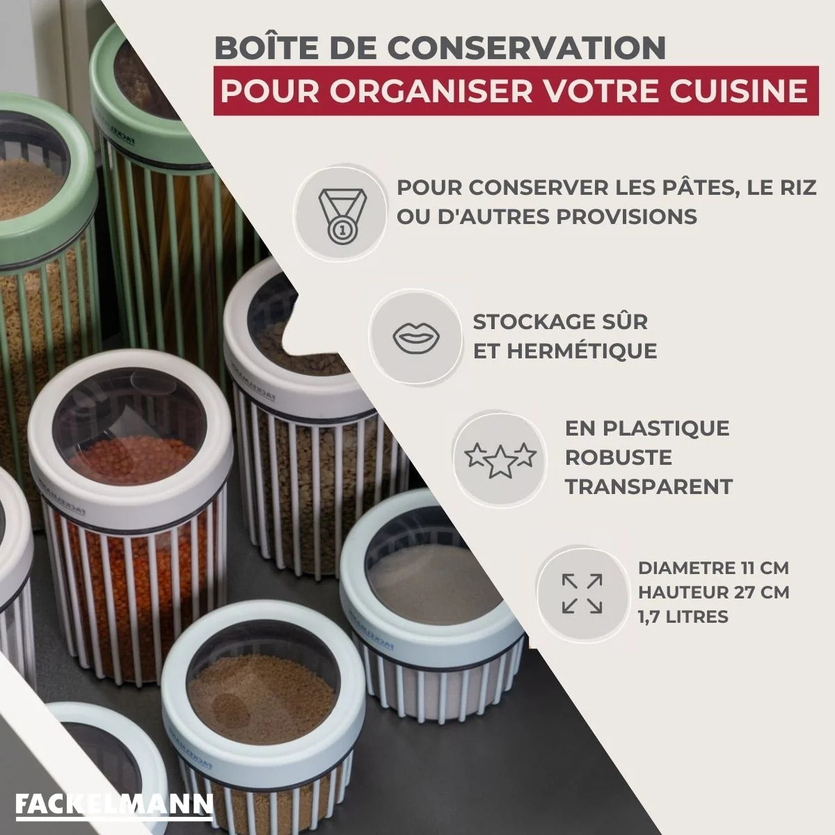 Boite à Provisions 1,7 Litre Fackelmann Storage