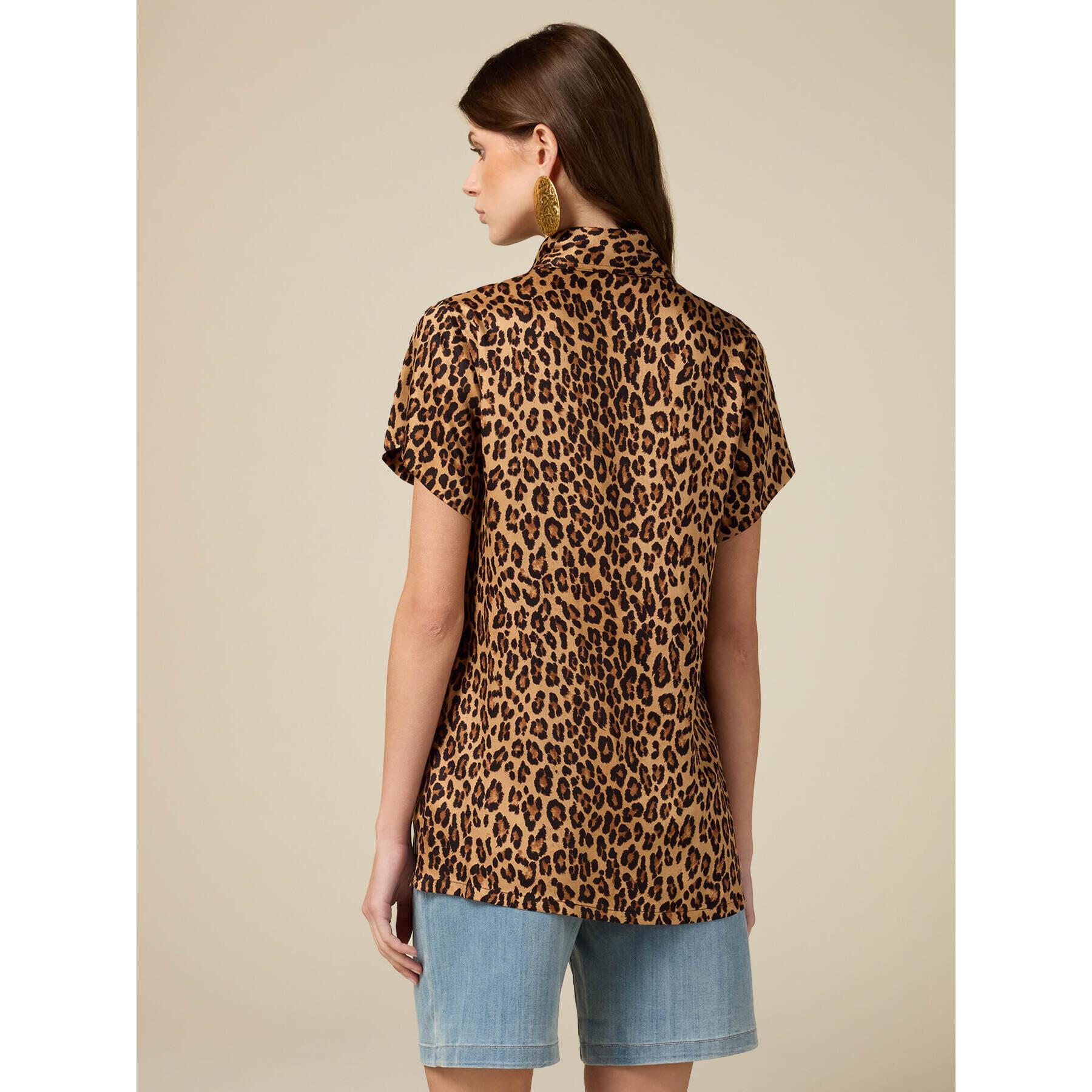 Oltre - Camisa animalier de viscosa - Marrón