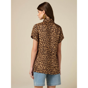 Oltre - Camisa animalier de viscosa - Marrón