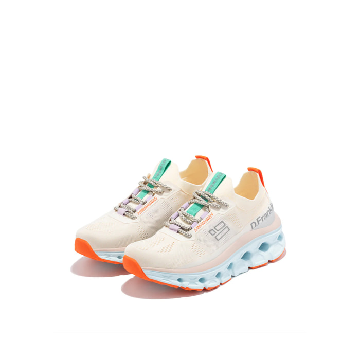 Zapatillas Deportivas Mujer Aero Sneakers Mesh Blanco / Naranja